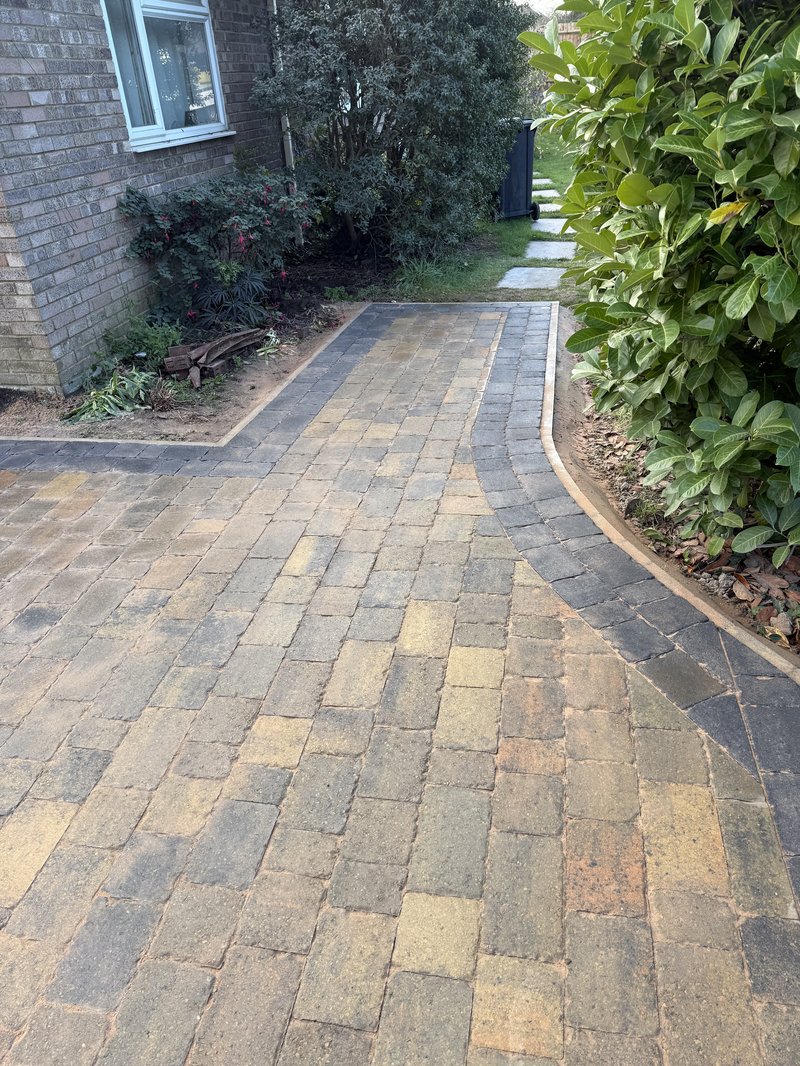Completed block paving driveway project in Chewells Lane Haddenham Ely CB6 3SS
