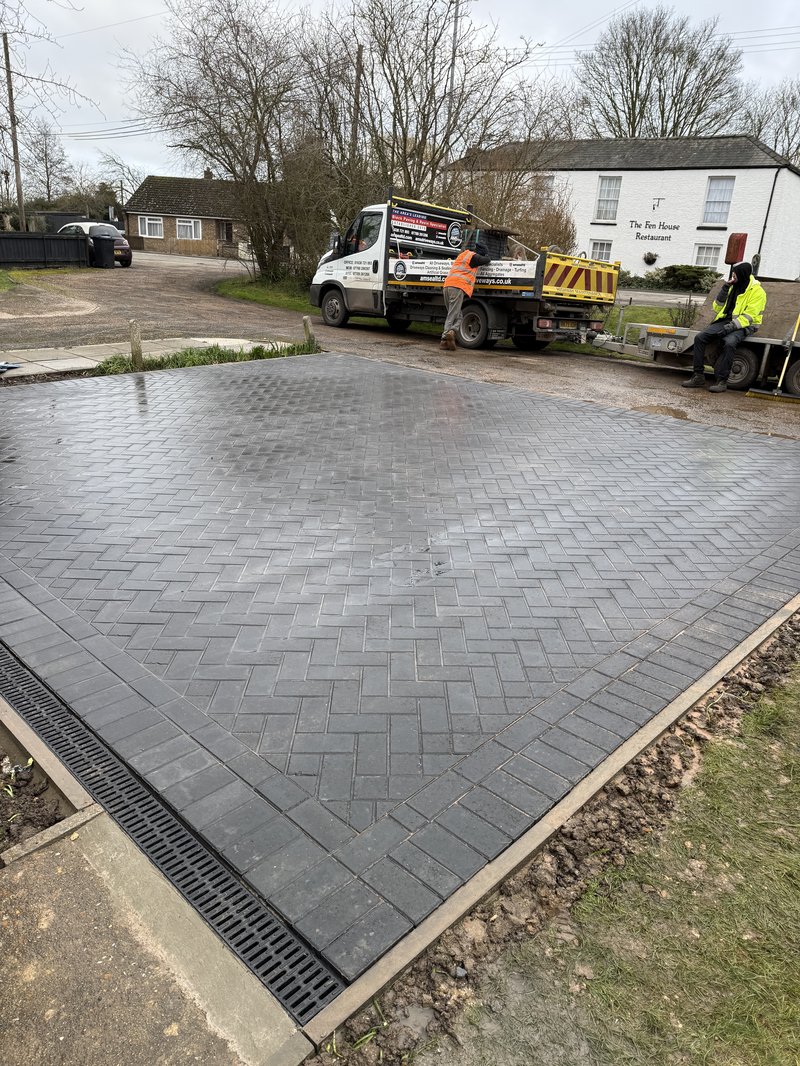 Standard Block Paving, Smooth, Concrete, Bradstone block paving installation process in Lynn Road, Littleport, CB6 1QG